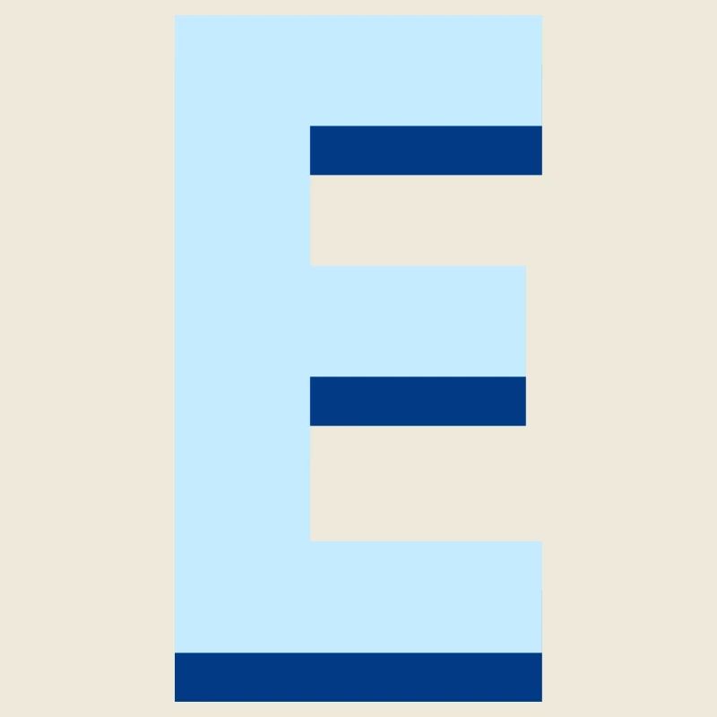 Pop und moderner blauer Buchstabe e