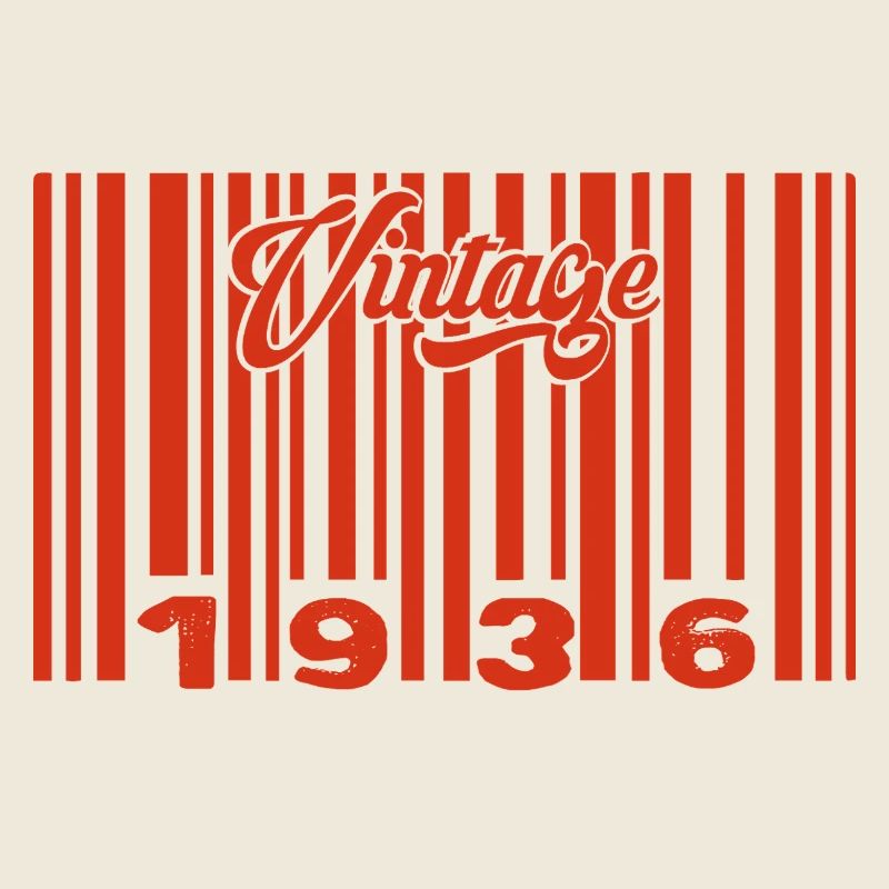 Vintage 1936 Born In 1936 89 Years Bar Code Anniversai