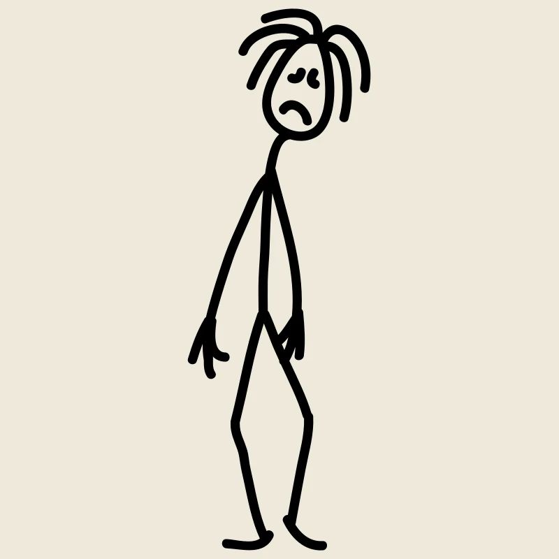 Sad unfortunate stick figure depressed