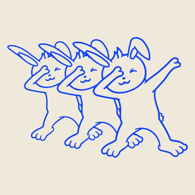 3 Hasen Dabbing Dab Dance Pose Tanzen Party Feiern