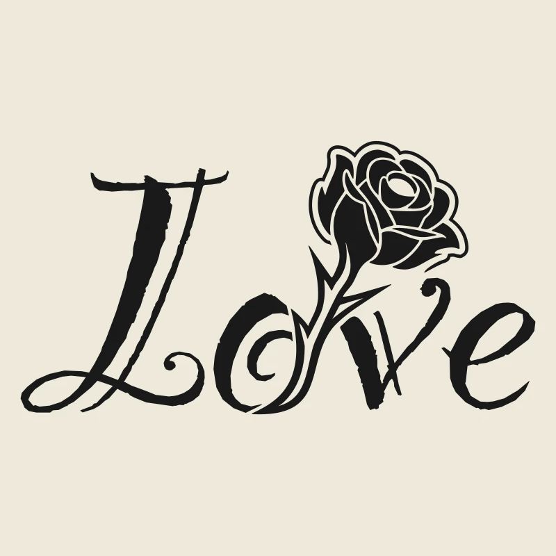 Love Blossoms : Typographie avec une rose intégrée