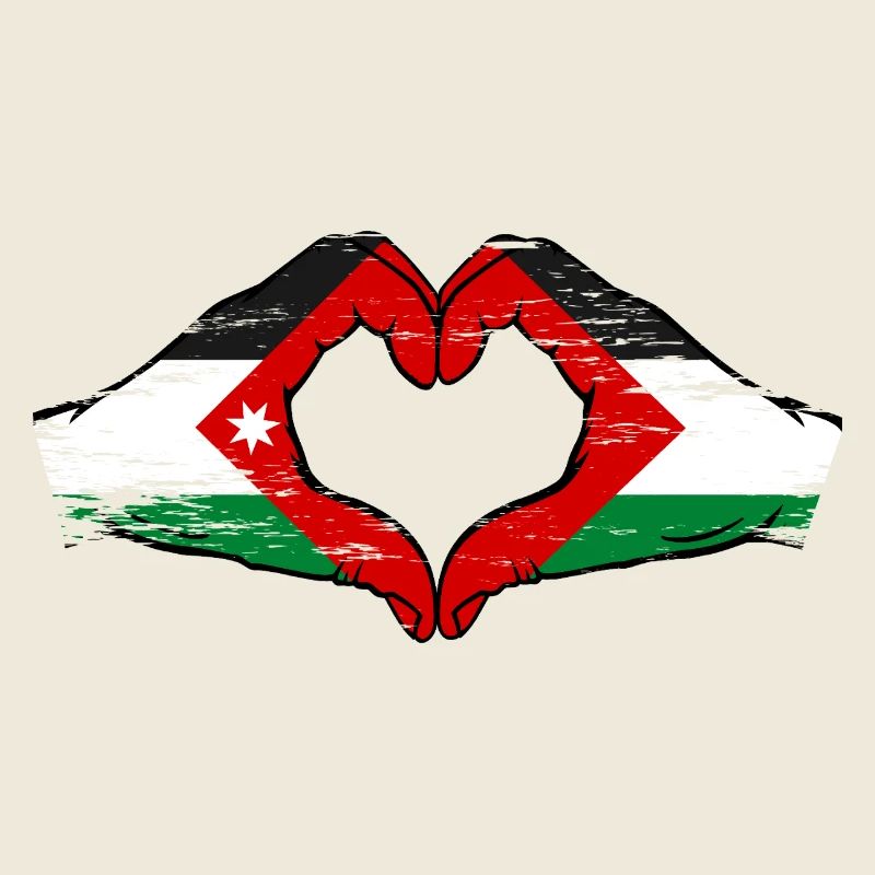 Jordan Palestine Flag Hands Heart Shape Used