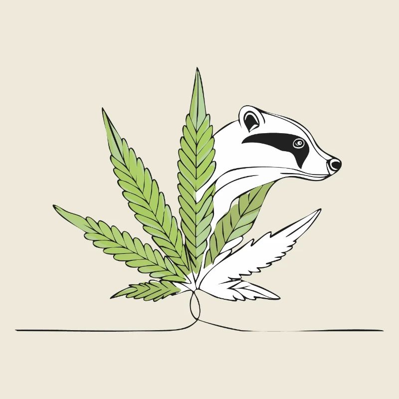Badger with Hemp Leaf - Minimalist Design