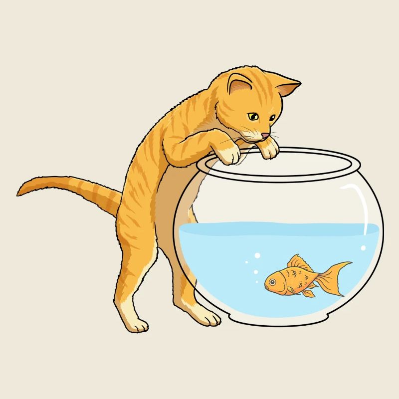 Cat Ginger Fish Bowl