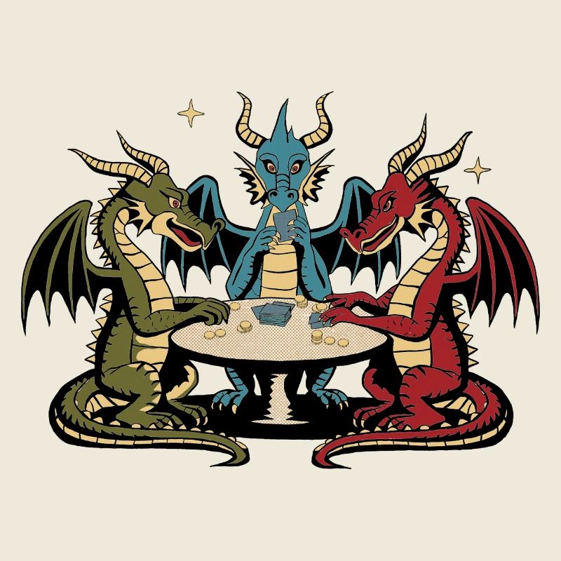 Dragons playing cards