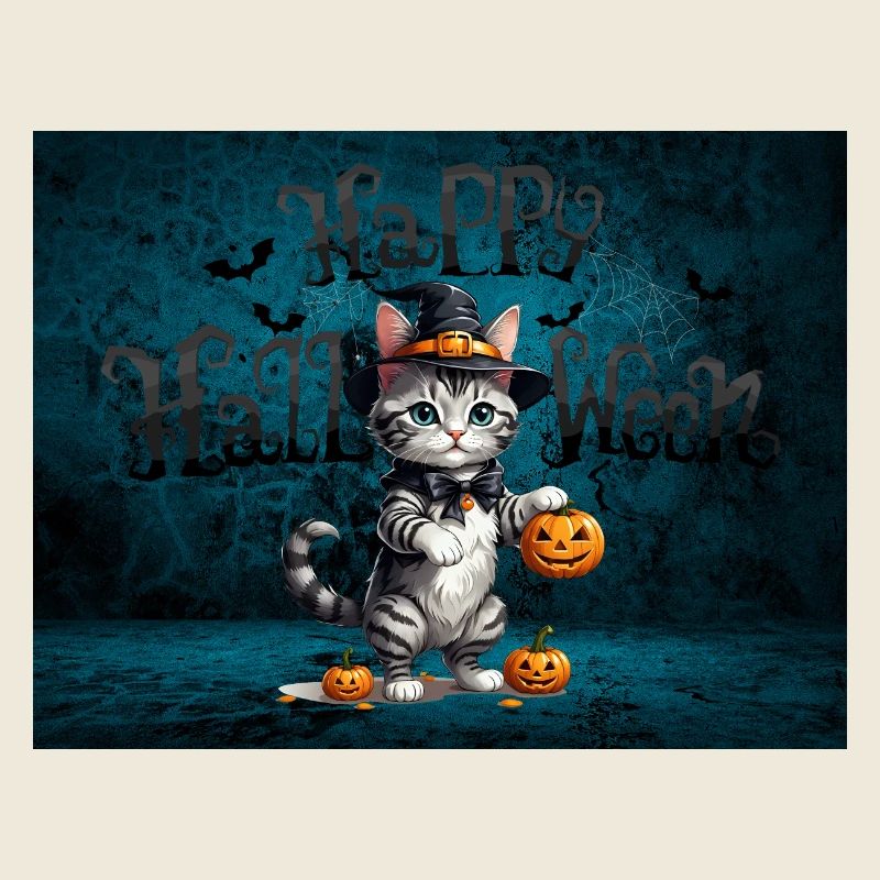 Effrayant Mignon Halloween Chat Effrayant