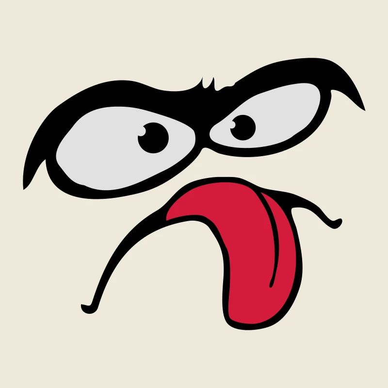 Thick Eyebrows Comic Face Tongue Stick Out