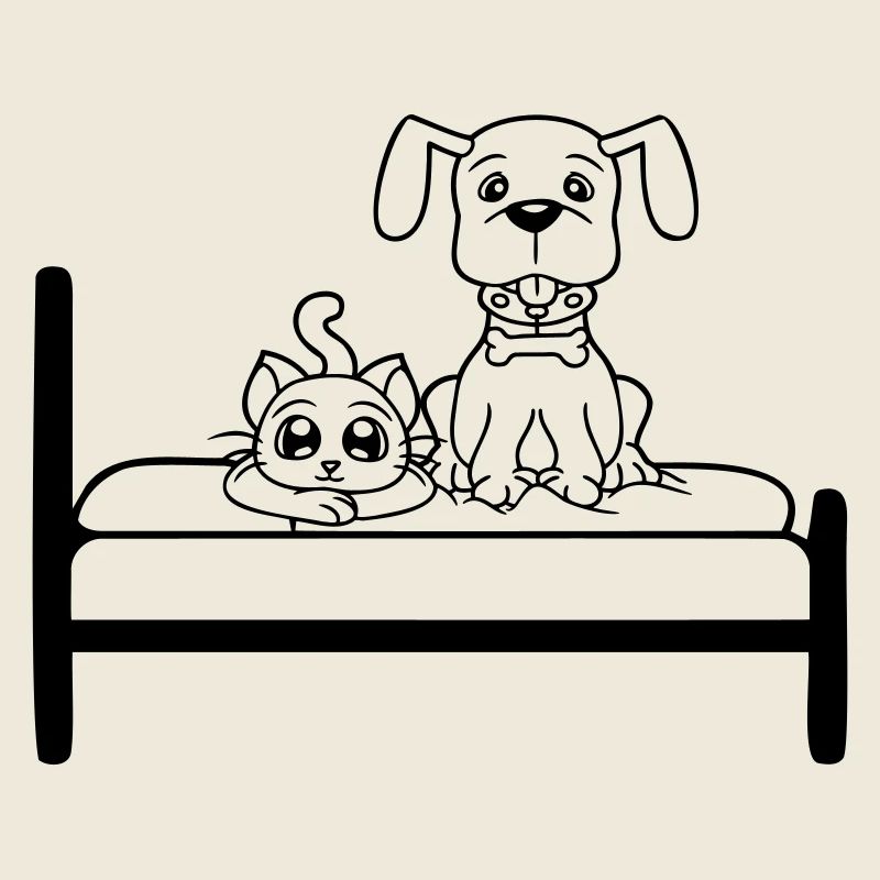 Dog Bed Cat Two Friends Team Kitten 2 Crew