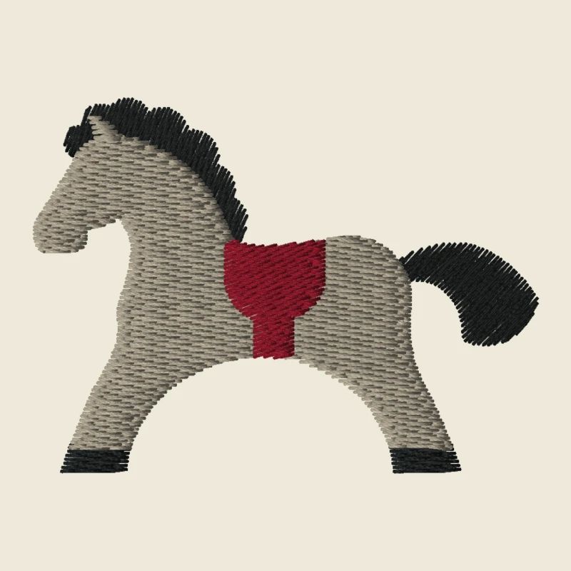 Cheval en bois brodé