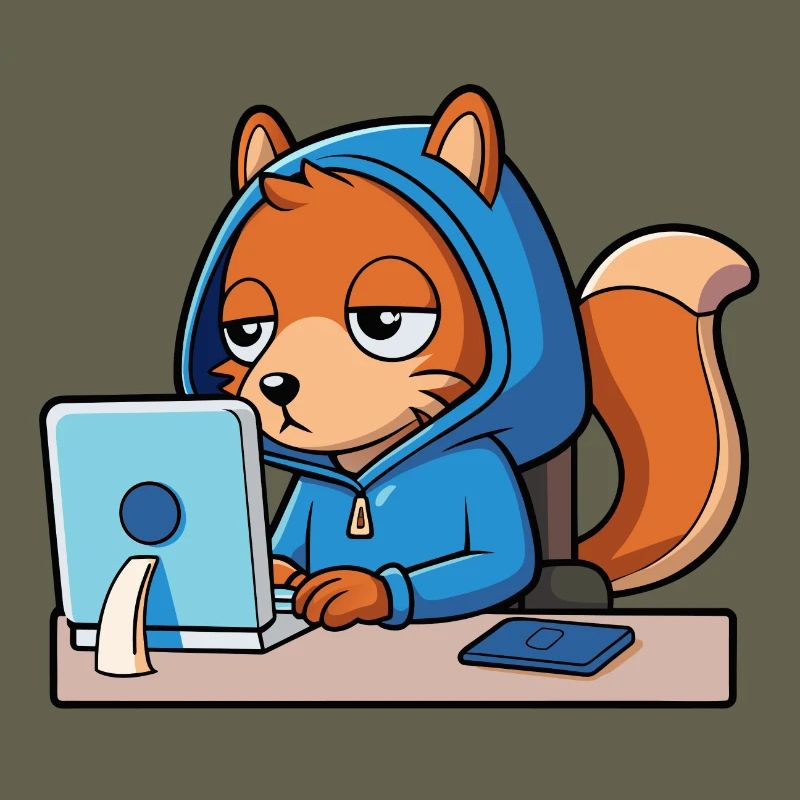 Mignon hacker écureuil dans un sweat à capuche devant le PC