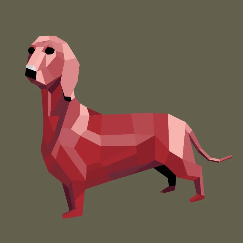 Teckel low poly rouge