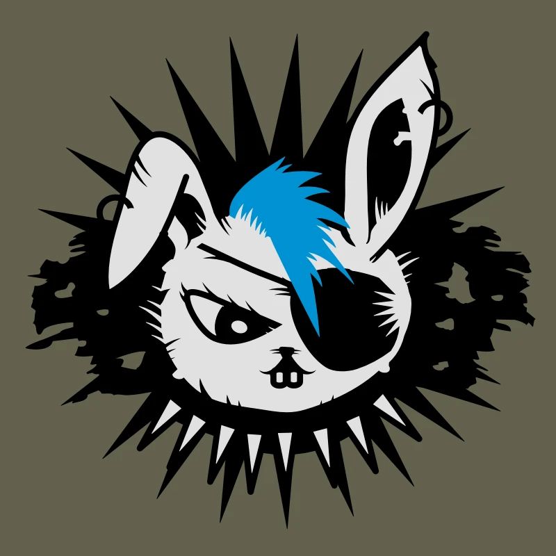 rabbit with an eye patch and a mohawk