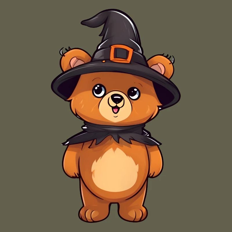 Cute Halloween bear with witch hat.