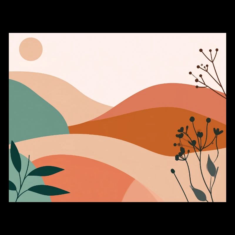 floral illustrations, plants, terracotta, eco