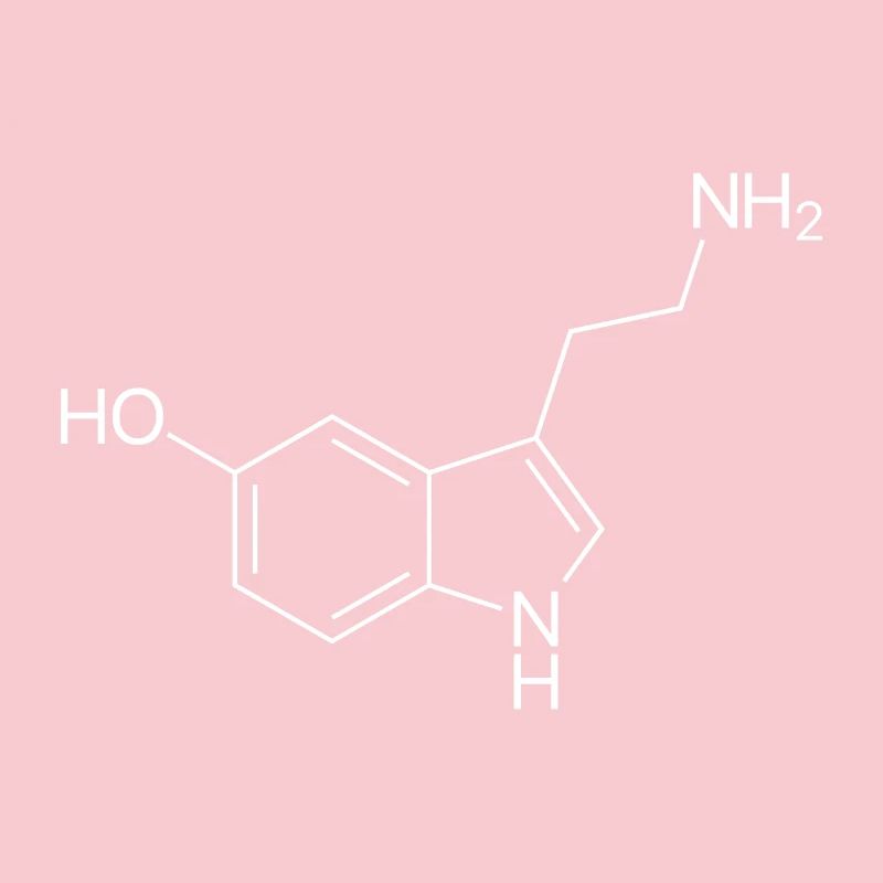 Serotonin structural formula - white
