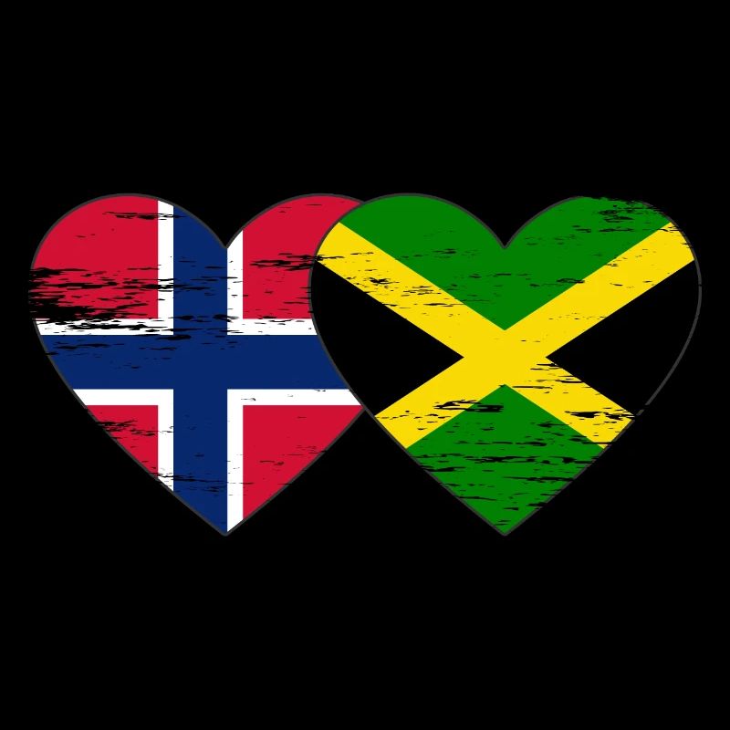 Norvège Jamaïque Drapeau Coeur Utilisé