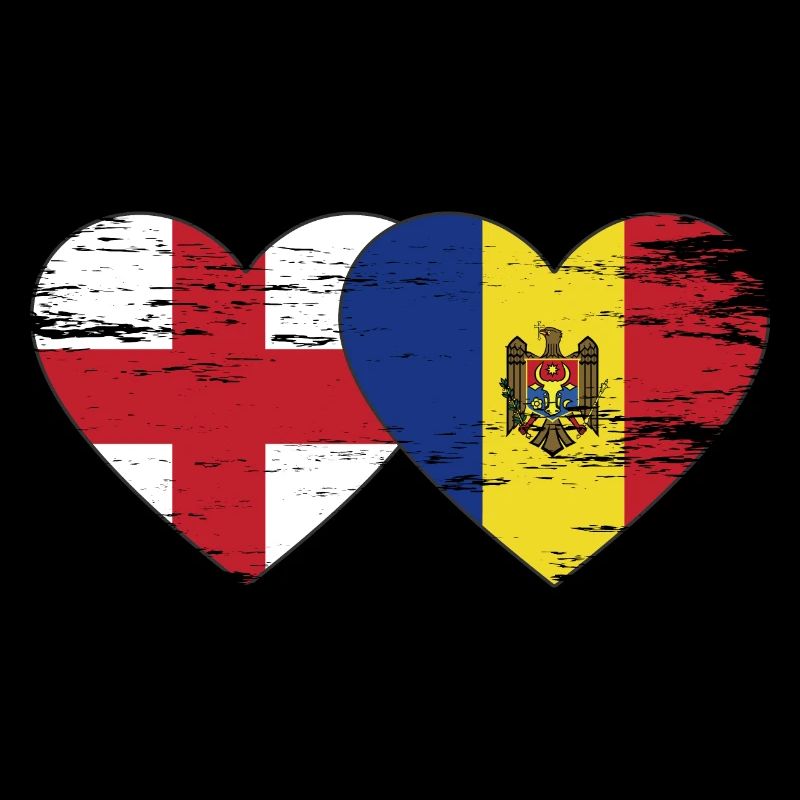 England Moldova flag heart used