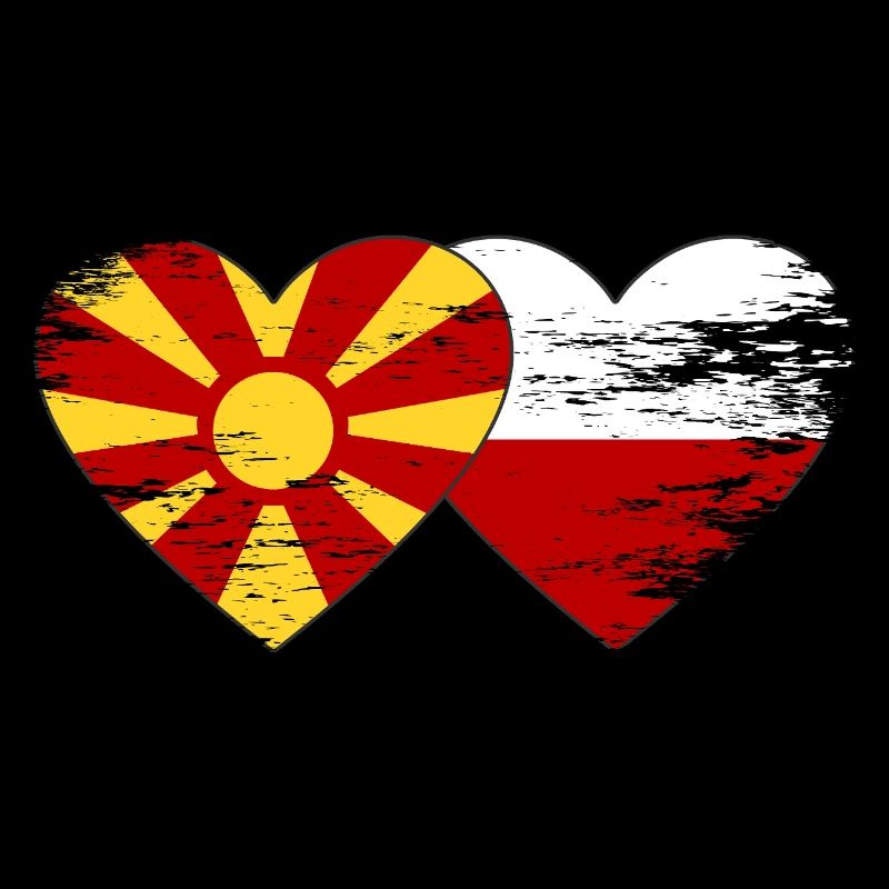 Macédoine Pologne Drapeau Coeur utilisé