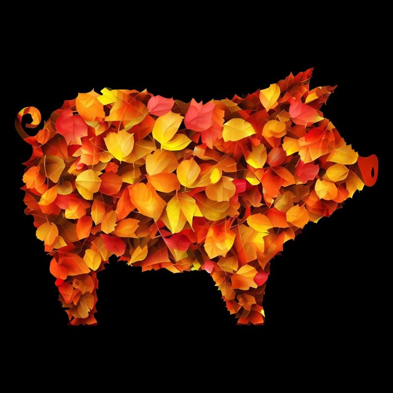 Cochon d’automne au feuillage coloré