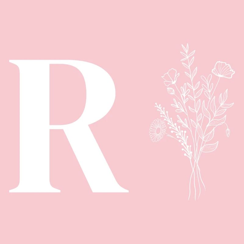 Lette R fleurs minimalistes