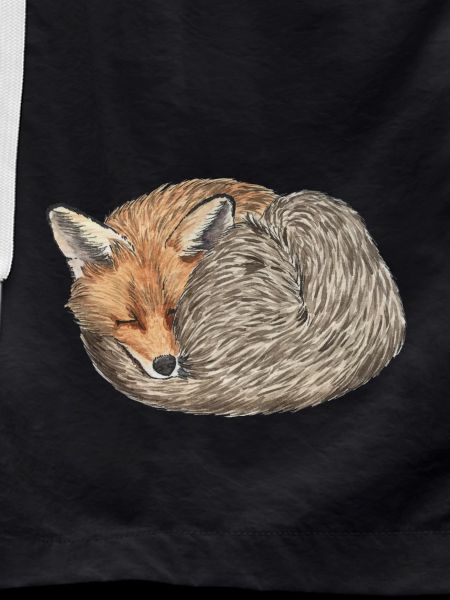 sleeping curled red fox