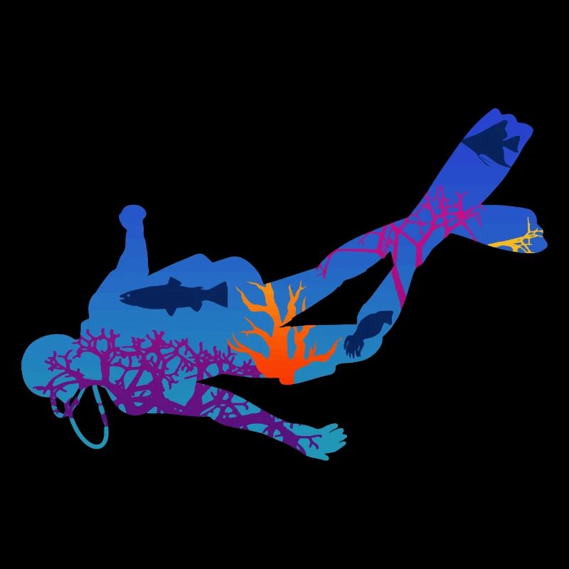 Diver Underwater Silhouette Gift