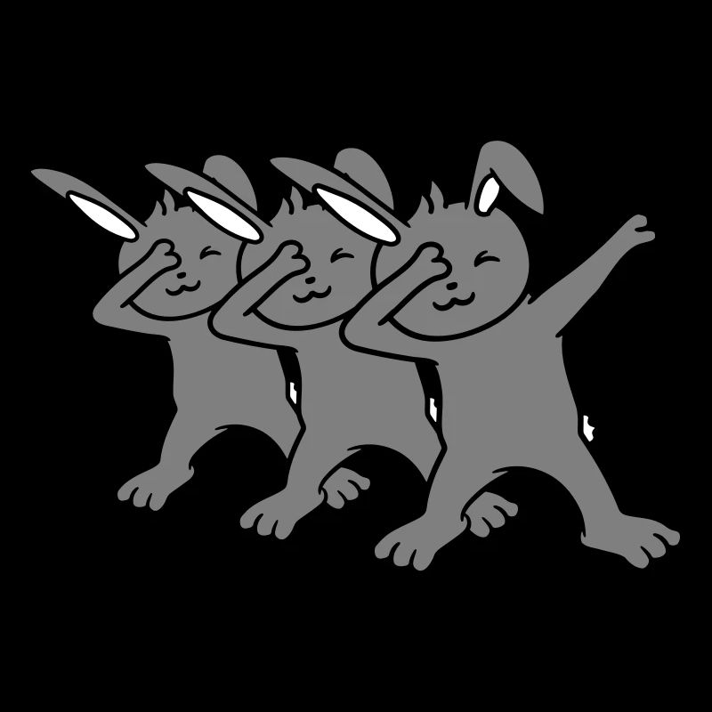 3 Bunnies Dabbing Dab Dance Pose Dancing Party Celebrate
