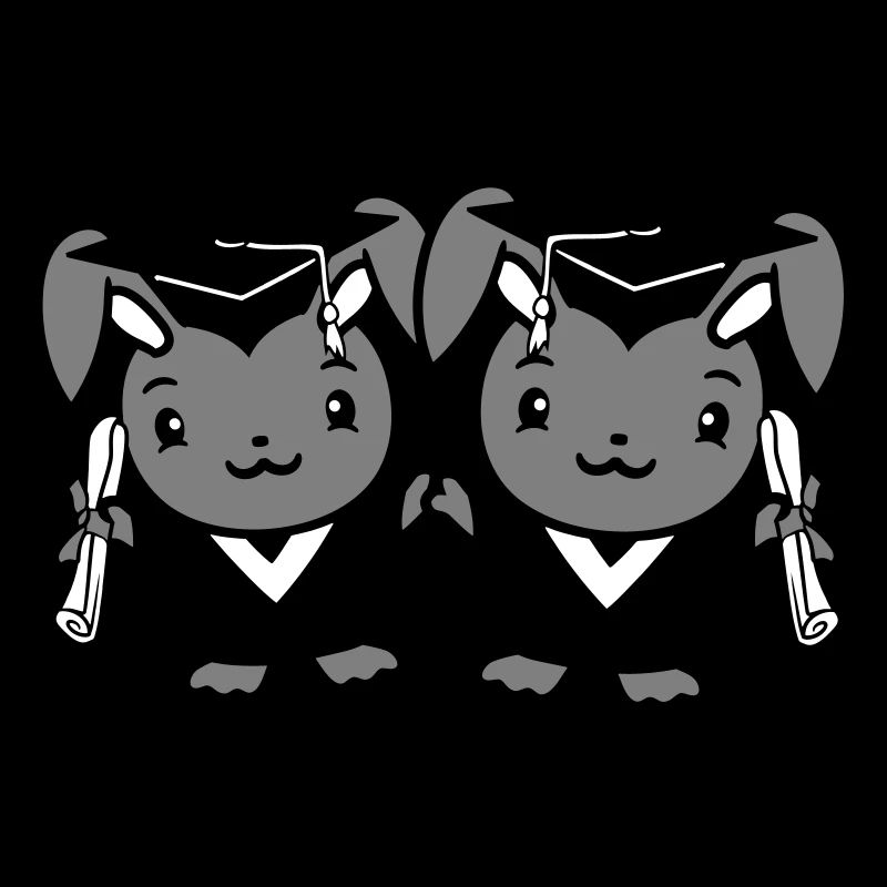 2 Hasen College Schul Abschluss Zwei Freunde Team