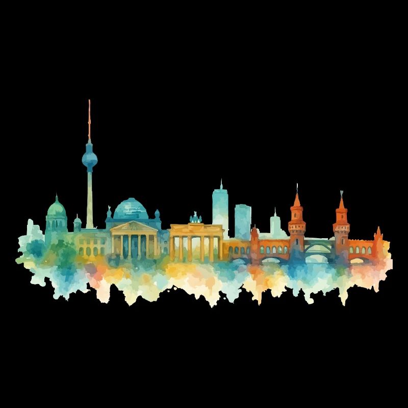 berlin skyline aquarell