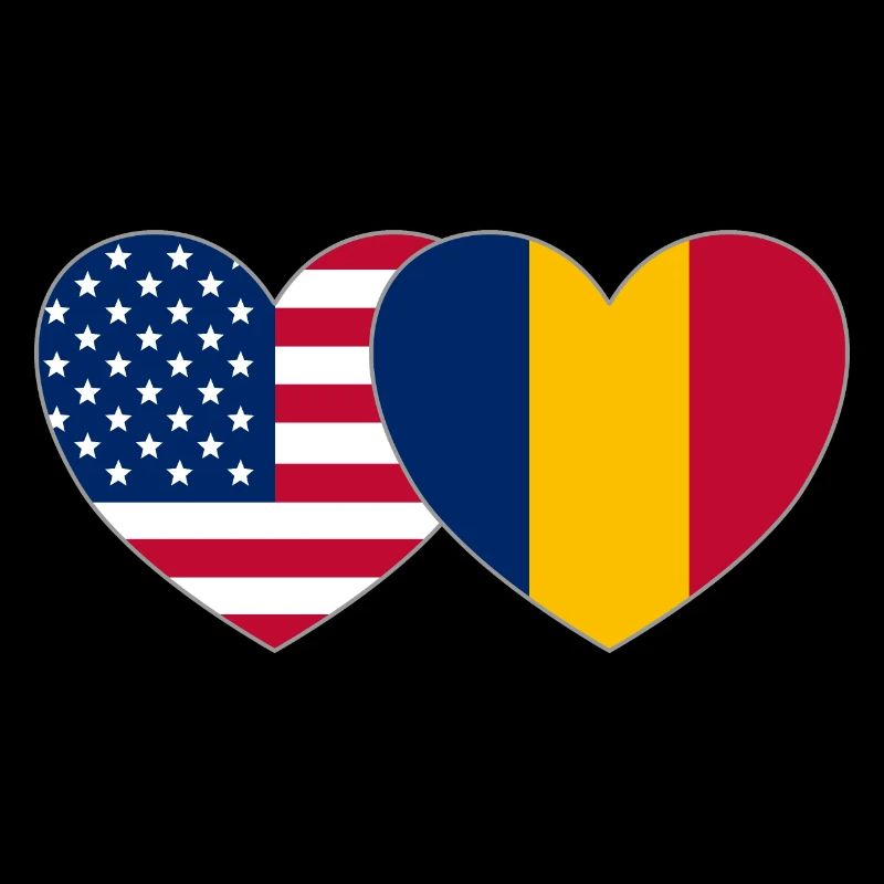 Amerika Rumänien Flagge Herz