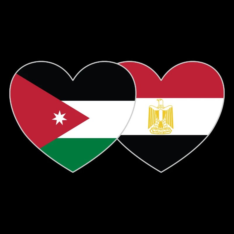 Jordanie Egypte Drapeau Coeur