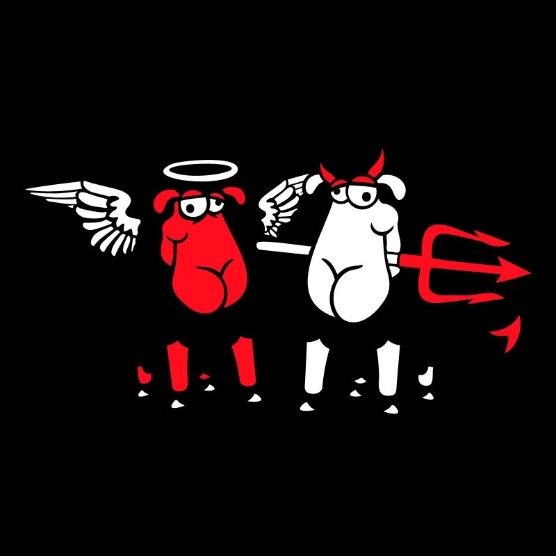 2 Sheep Angel Devil Satan Hell Evil Heaven Good