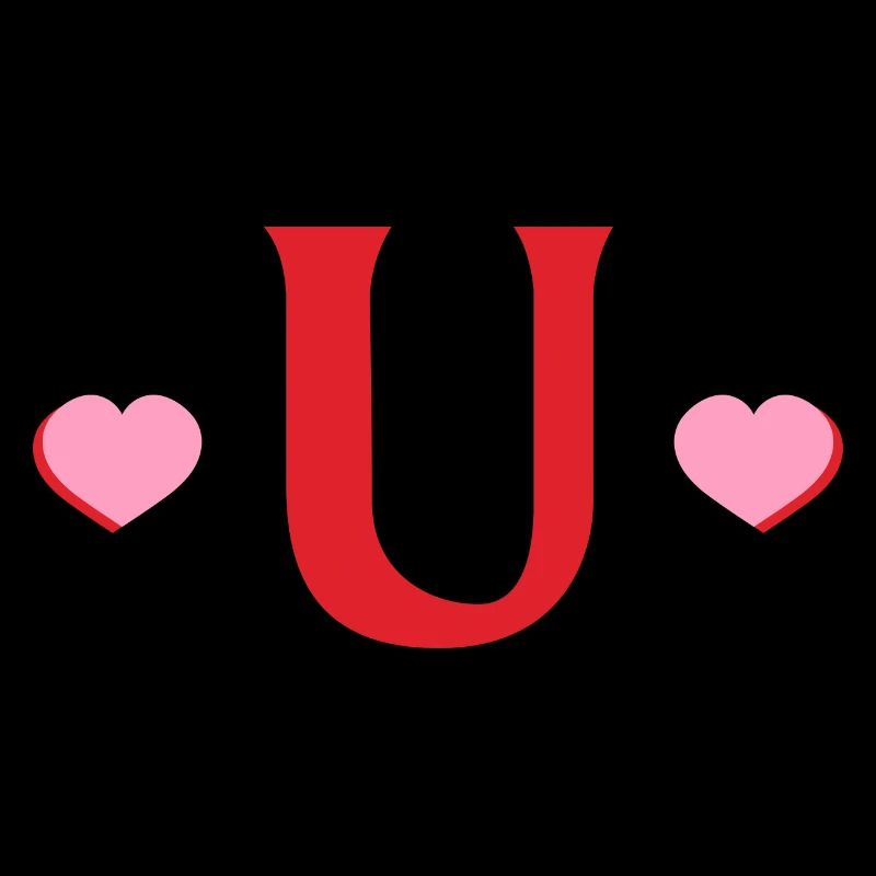 Letter u Red Hearts