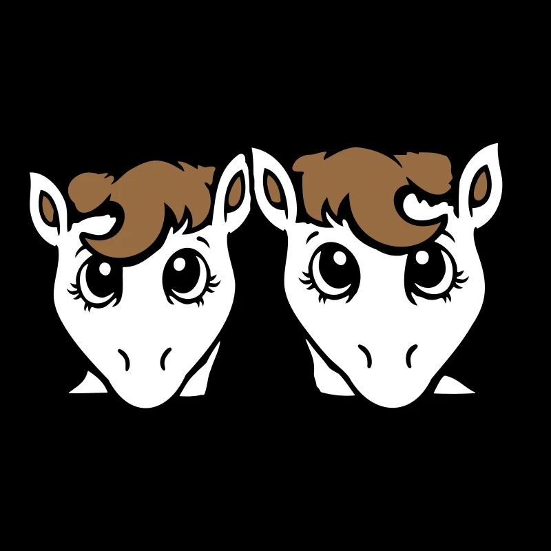 2 Pferde Paar Süß Pony Zwei Freunde Pärchen Team