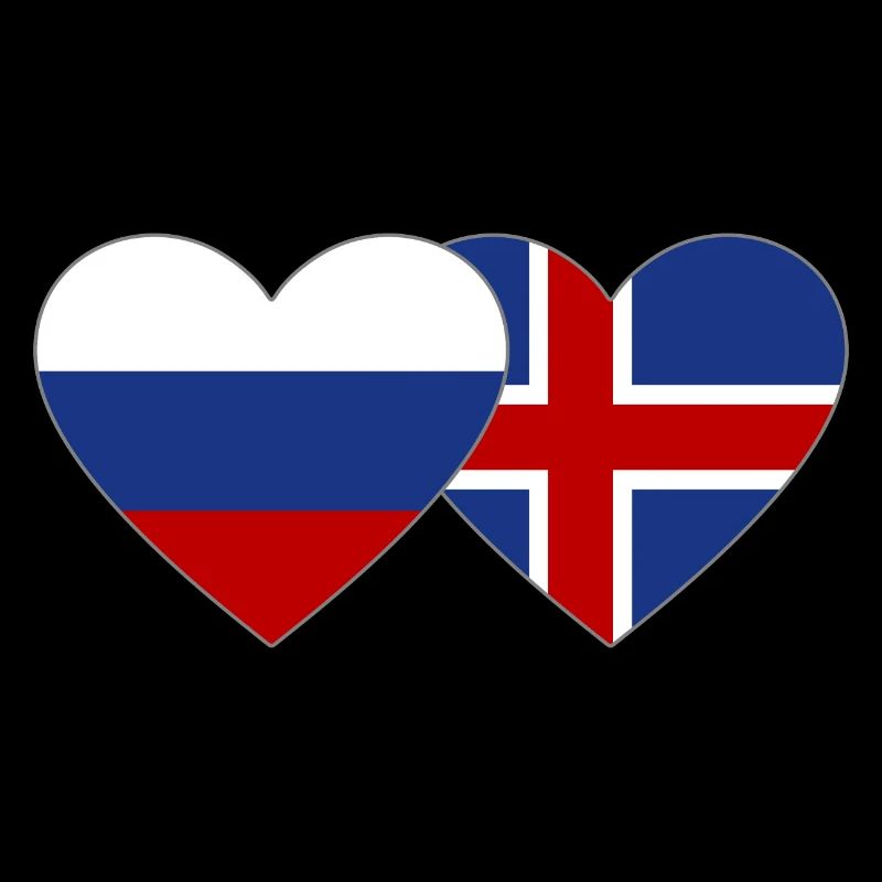 Russie Islande Flag Coeur