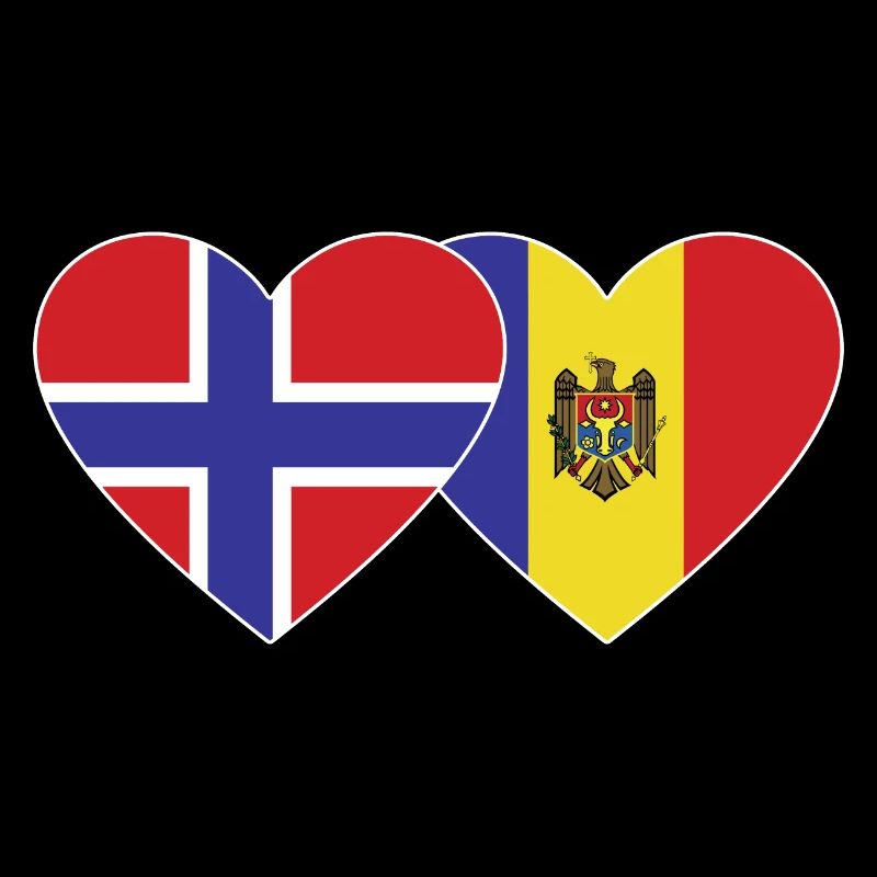 Norway Moldova Flag Heart