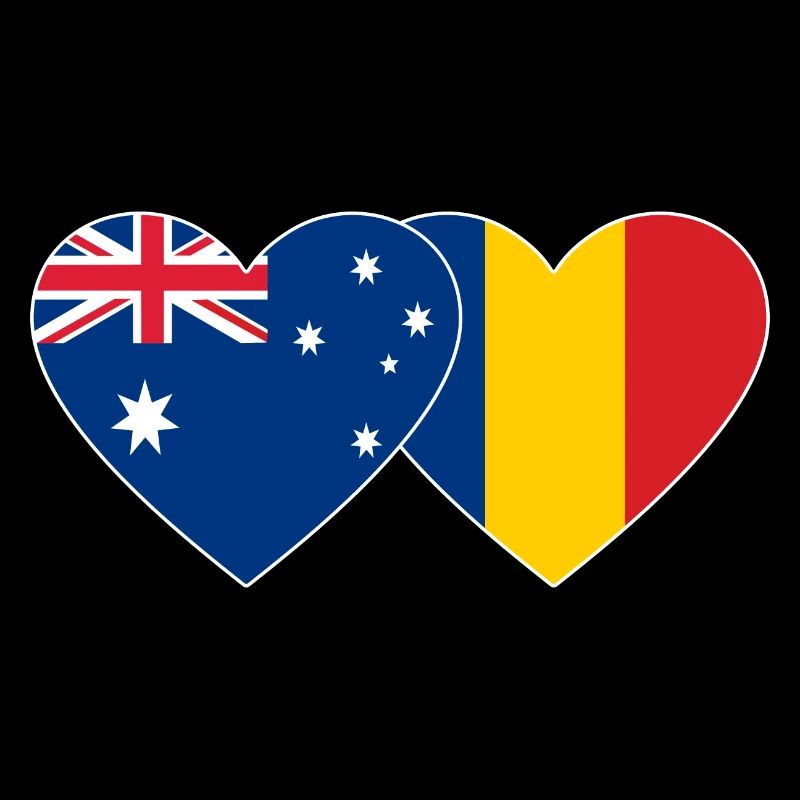 Australia Romania Flag Heart