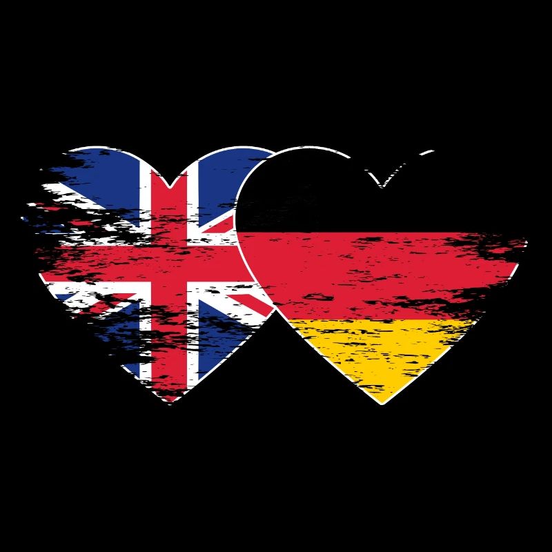 Great Britain Germany flag used heart