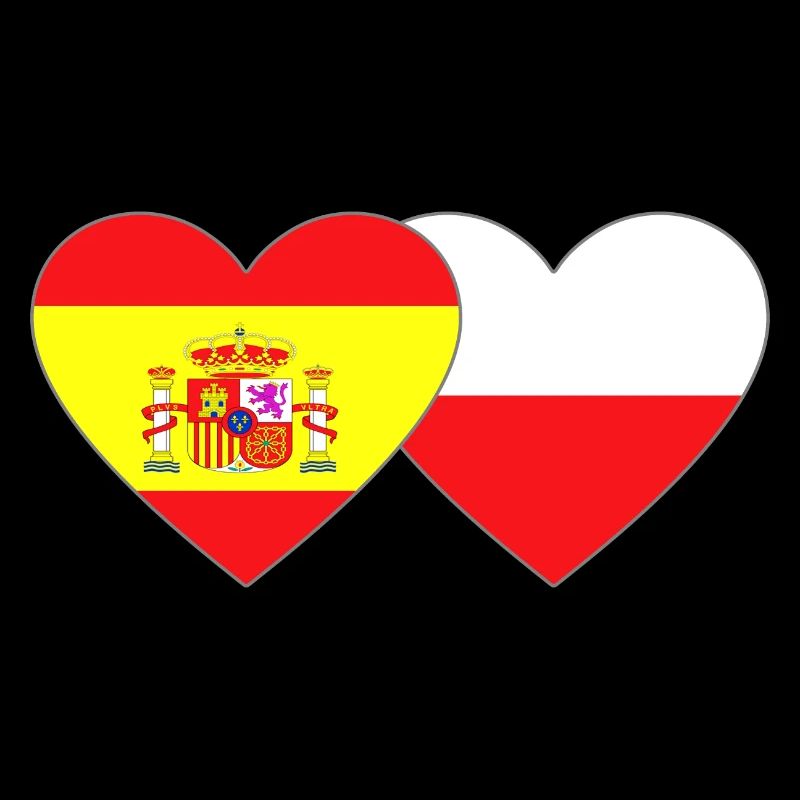 Spain Poland Flag Heart