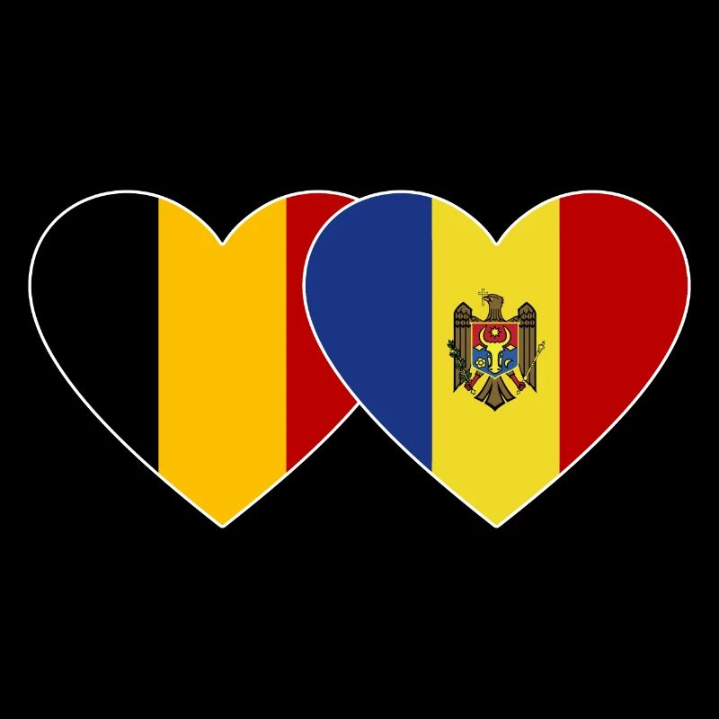 Belgium Moldova Flag Heart