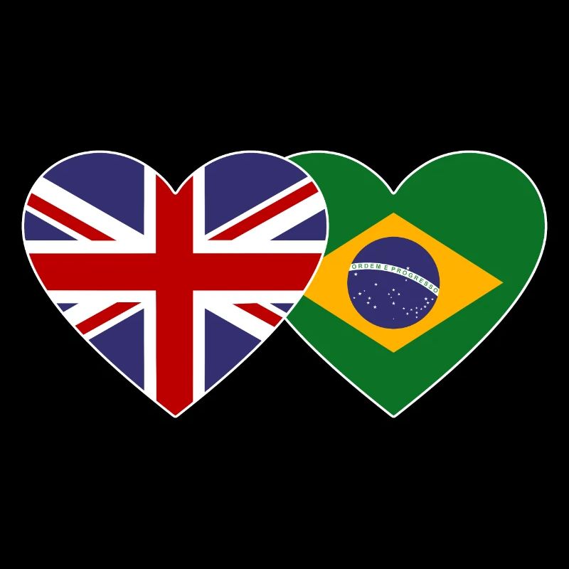 Angleterre Brésil Drapeau Coeur