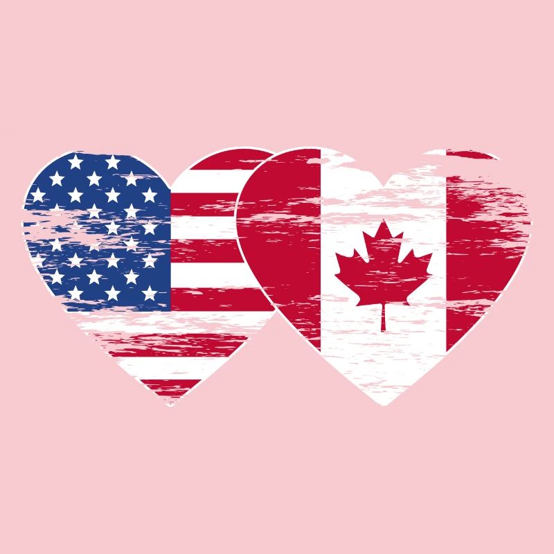 États-Unis, Canada, Drapeau Coeur Utilisé