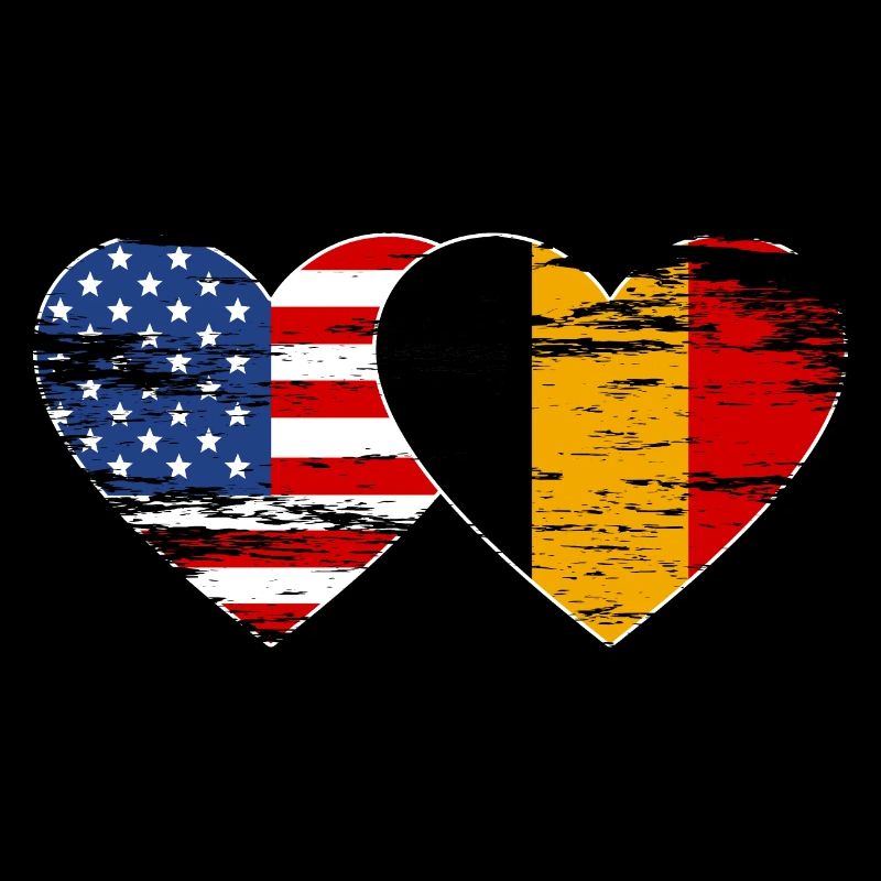 Cœur de drapeau USA Belgique utilisé