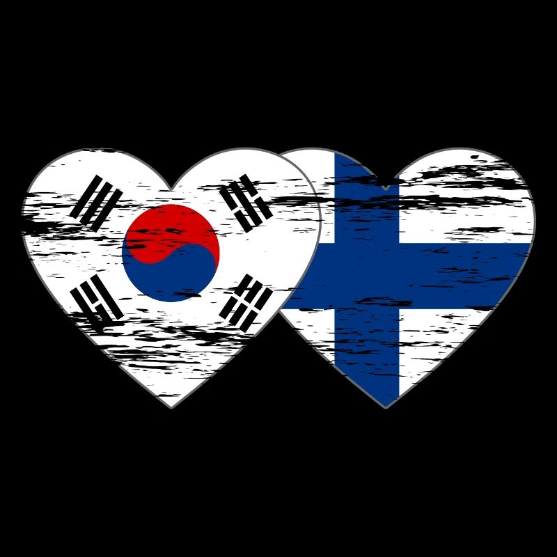 Corée du Sud Finlande Drapeau Coeur Utilisé