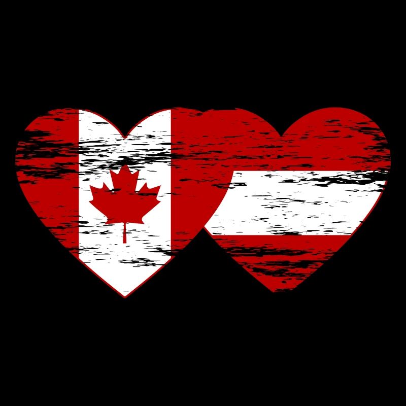 Coeur de drapeau Canada Autriche utilisé