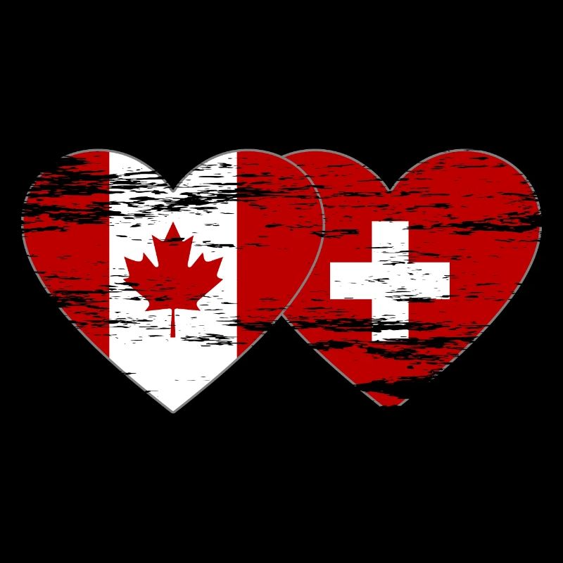Canada Suisse Drapeau Coeur Utilisé