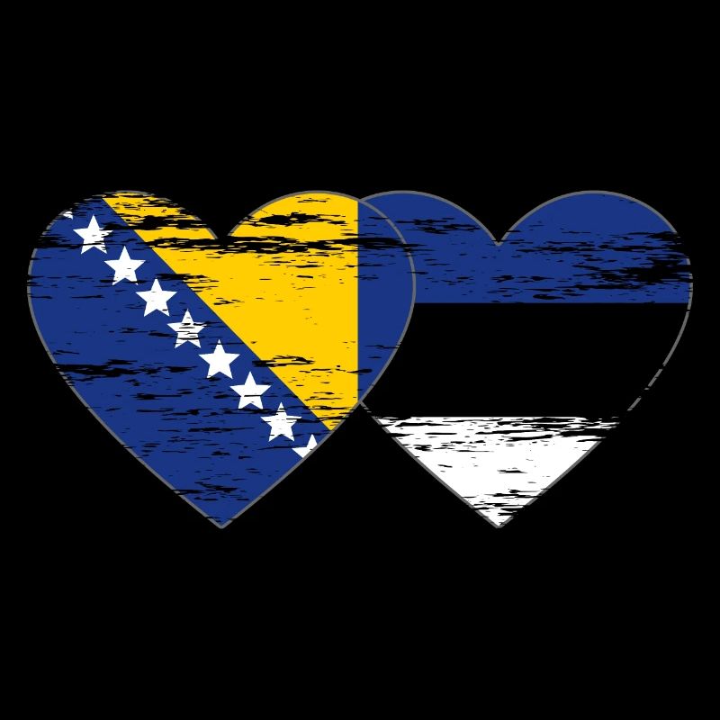Bosnie Estonie drapeau coeur utilisé