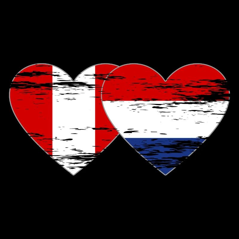 Pérou Hollande drapeau coeur utilisé