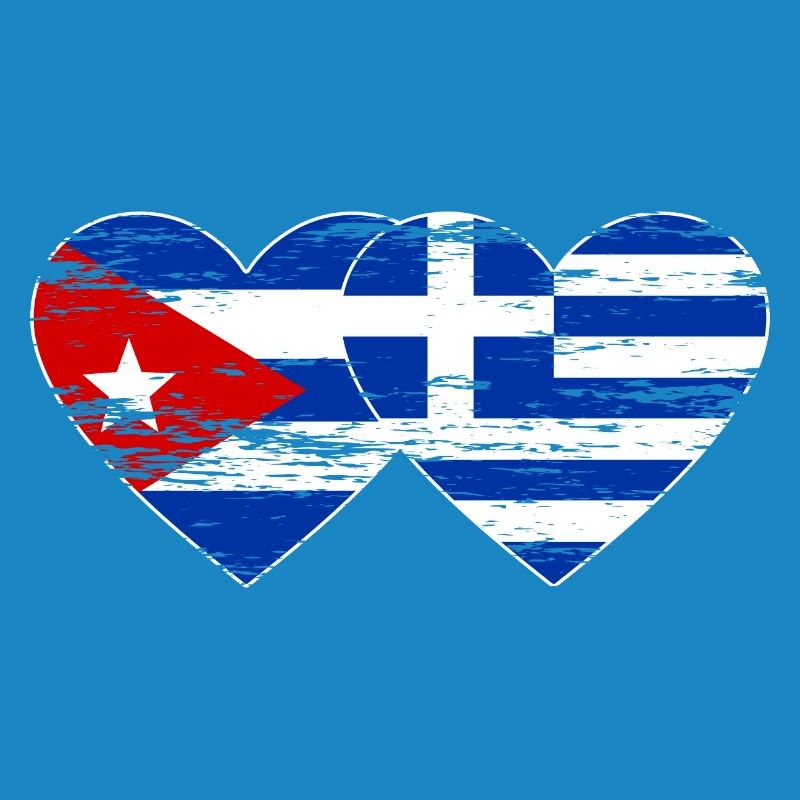 Cuba Grèce Drapeau Coeur Utilisé