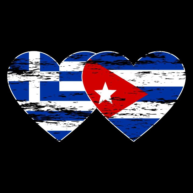 Grèce Cuba drapeau coeur utilisé